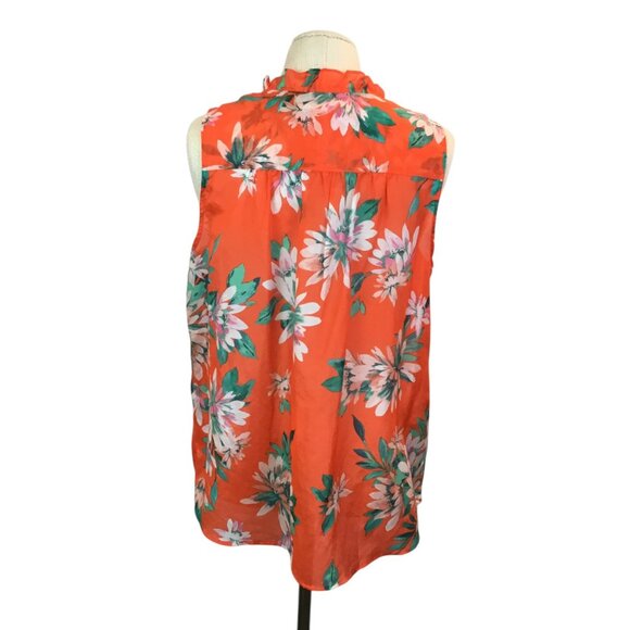 Tommy Bahama Womens Large Top Floral Sleeveless Button-Down Top 70% Cotton 30% S - Picture 3 of 6